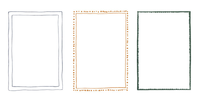 Watercolor set of a whimsical doodle frames. Cozy winter design. Hand painted element for invitation, social media and posters.