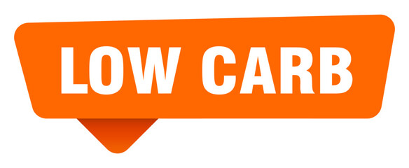 low carb sticker. low carb orange sign isolated on transpatent background