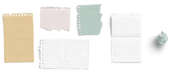 Torn Notepad Pages and Crumpled Paper