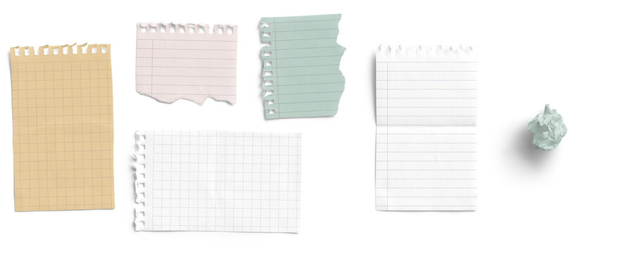 Torn Notepad Pages and Crumpled Paper