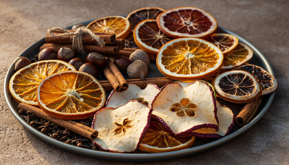 Fototapeta premium Dried Winter Fruits and Spices
