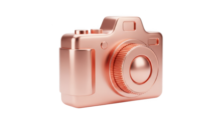 Rose gold vintage style camera on a black background