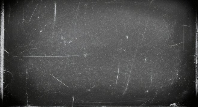 Dark gray chalkboard background with scratches and scuffs creates a vintage and textured surface for design projects