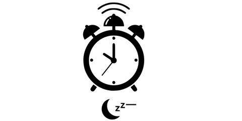 Minimalist Alarm Clock Sleep Health Silhouette Vector