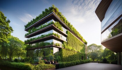 modern eco friendly building featuring integrated greenery and natural light