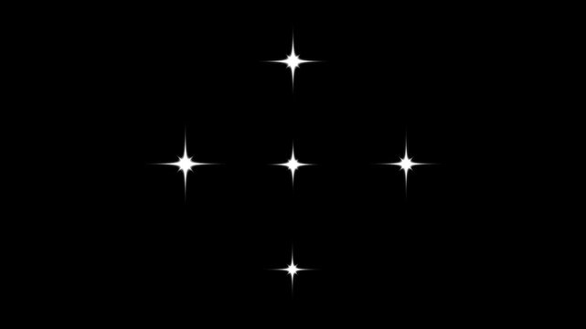 Star twinkling, twinkle star glitter sparkle, blinking light effect, stars shine effect, sparkle glitter light effect, white cartoon blinking stars, animated shine stars on black background. 4k video