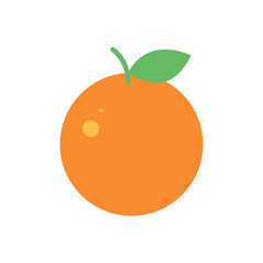 Vibrant Orange Fruit Icon with Green Leaf Accent, Simple and Fresh
