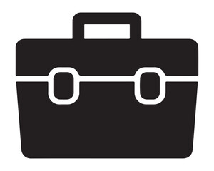 Black briefcase icon isolated on white background in vector format