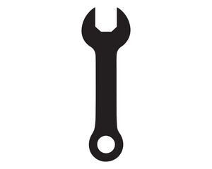 Black wrench tool isolated on white background for mechanical work