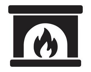 Illustration of a fireplace with a roaring fire isolated on white background