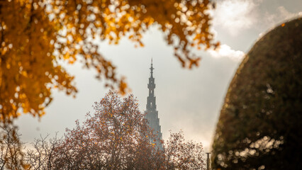 Cathedral of Strasbourg in fall in Strasbourg in France on november 22th 2025