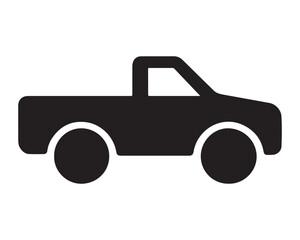 Silhouette of a black pickup truck isolated on white background