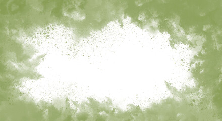 Abstract grunge texture frame in muted sage green color with a bright white center space for copy or design element, perfect for vintage or natural background isolated on transparent background