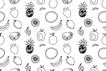 fruit outline seamless vector pattern food background wallpaper