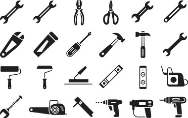 Obraz premium tools vector icons grid hand tools mechanic carpenter electrician