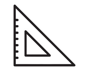 Black and white illustration of a set square isolated on white background