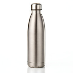 Stainless Steel Water Bottle Isolated on White Background