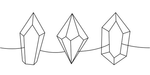 Fototapeta premium Luxury crystals one line continuous drawing. Magical stones. Vector illustration