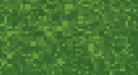 Pixelated green background with varying shades of green, creating a textured and abstract digital art piece
