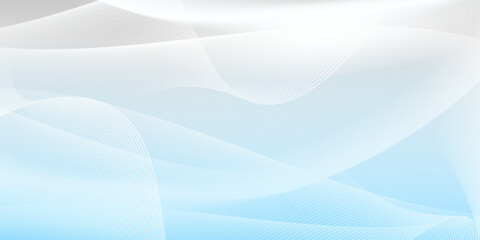Naklejka premium Abstract white wavy glowing lines on a blue background. Futuristic digital high-technology pattern. Health Care concept. Vector illustration