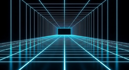 Cyber Grid Tunnel: Futuristic Neon Pathway
