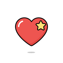 Wishlist Heart with Star, playful style, candy red and light yellow, vector icon, simple, multi-color, clean lines, white background, trending on Iconfinder