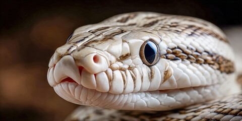 Fototapeta premium Beautiful close-up of a striped snake in natural light showcasing intricate details