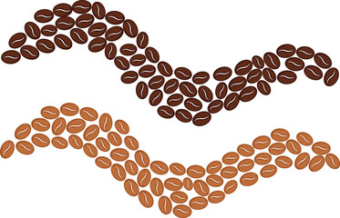 Coffee bean wave pattern illustration with dark and light brown beans vector