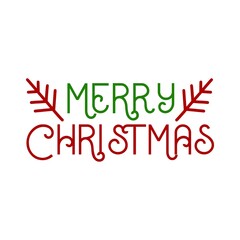 Merry Christmas typography clip art design on plain white transparent isolated background for card, shirt, hoodie, sweatshirt, apparel, card, tag, mug, icon, poster or badge