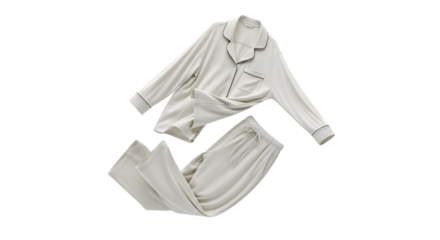 Elegant pajama set isolated on transparent background, perfect for a restful night