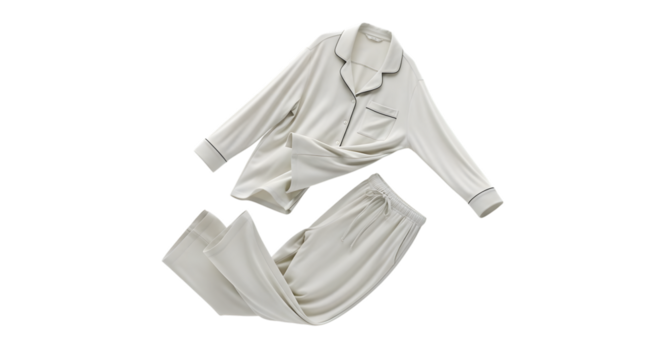 Elegant pajama set isolated on transparent background, perfect for a restful night