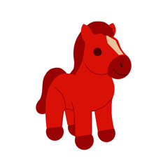 Hand-drawn red horse illustration in toy style. Symbol of the 2026 year in the Eastern calendar. Cute decorative character for holidays, calendars, and design projects.