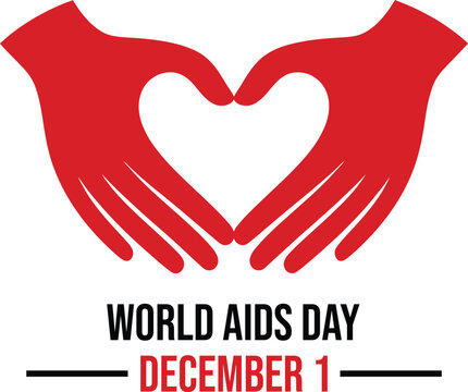 World aids day december 1 awareness hands heart support icon
