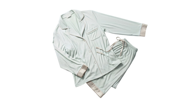 Light green pajama set isolated on transparent background for comfortable sleep