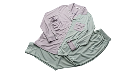 Stylish twotone pajama set isolated on transparent background for cozy nights