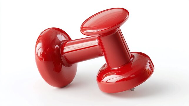 Two red push pins office supplies isolated on white background