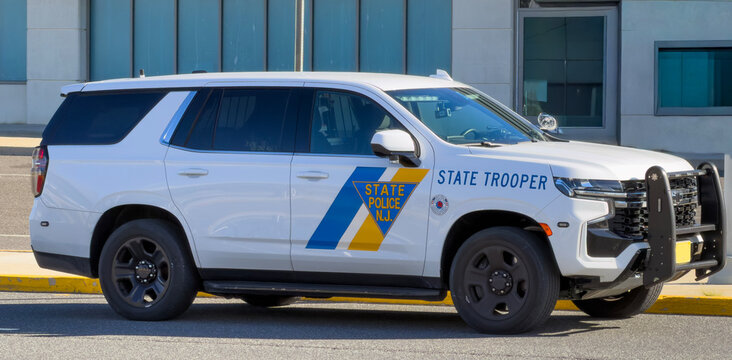 Egg Harbor Township, New Jersey, USA, November 14, 2025, New Jersey State Police SUV on duty at International Airport