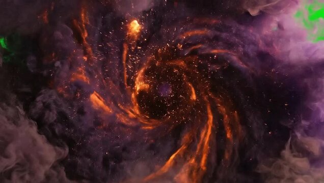 Seamless Loop of Dark Smoke Swirling Portal Transition on Green Screen Background