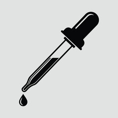Silhouette Eyedropper dripping liquid black and white symbol vector illustration