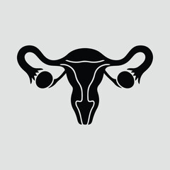 Silhouette female reproductive system anatomy medical diagram vector illustration