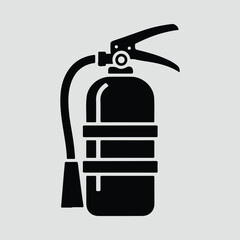 Silhouette fire extinguisher safety equipment emergency danger protection vector illustration