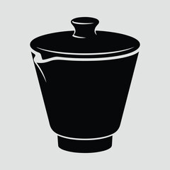 Silhouette Gaiwan traditional chinese tea bowl with lid vector illustration