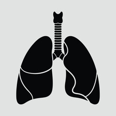 Silhouette human lungs anatomy internal organ black vector illustration