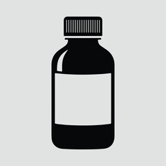 Silhouette medical bottle minimal style black and white vector illustration