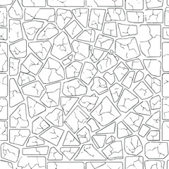 Create Stone on ground vector, Broken tiles mosaic pattern. texture interior background line art. set of graphics elements drawing for architecture and landscape design. cad pattern white background.