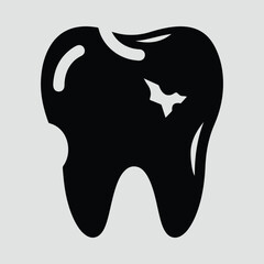 Silhouette of a decayed tooth with cavity problem vector illustration