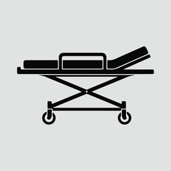 Silhouette of medical stretcher patient trolley gurney emergency vector illustration