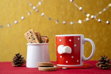 Christmas holiday cookies and hot chocolate drink festive season treat