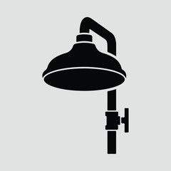Silhouette overhead shower simple black and white vector illustration