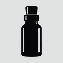 Silhouette potion bottle with stopper simple medical vector illustration
